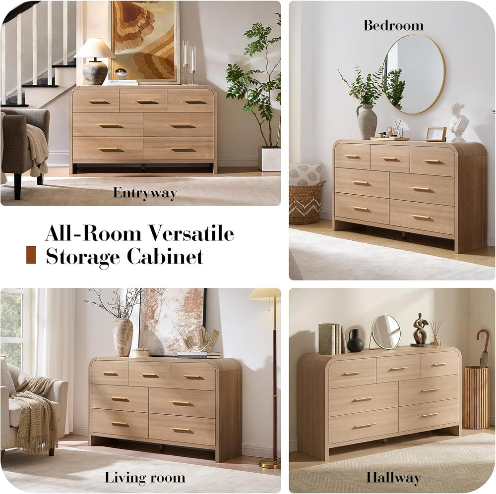 Curved Drawer Dresser for Bedroom with 7 Drawers, 54'' Wide Chest of ...