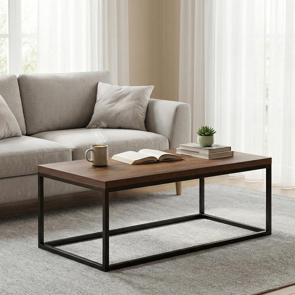 40" Dark Walnut Coffee Table, Extra Thick 1.2" Top, Medium Size