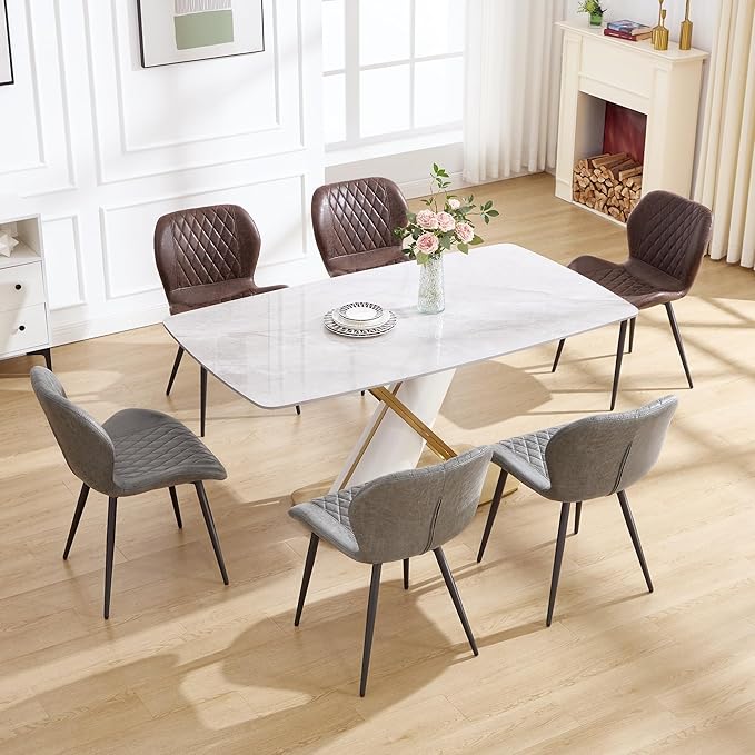 Dining Chairs Set of 8, Comfy Modern Dining Chairs with Thick Cushions, Uphol...