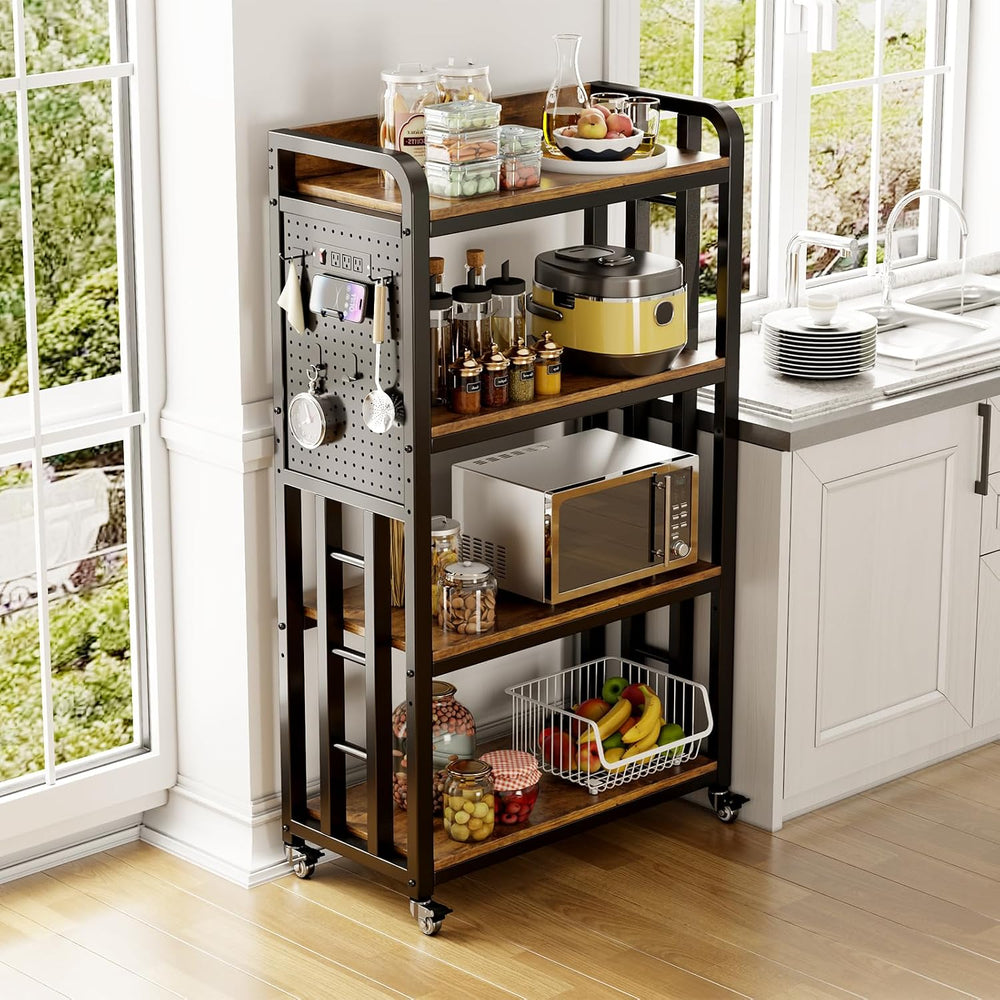 Bakers Rack with Power Outlet,bakers rack with storage,microwave cart | Micro...