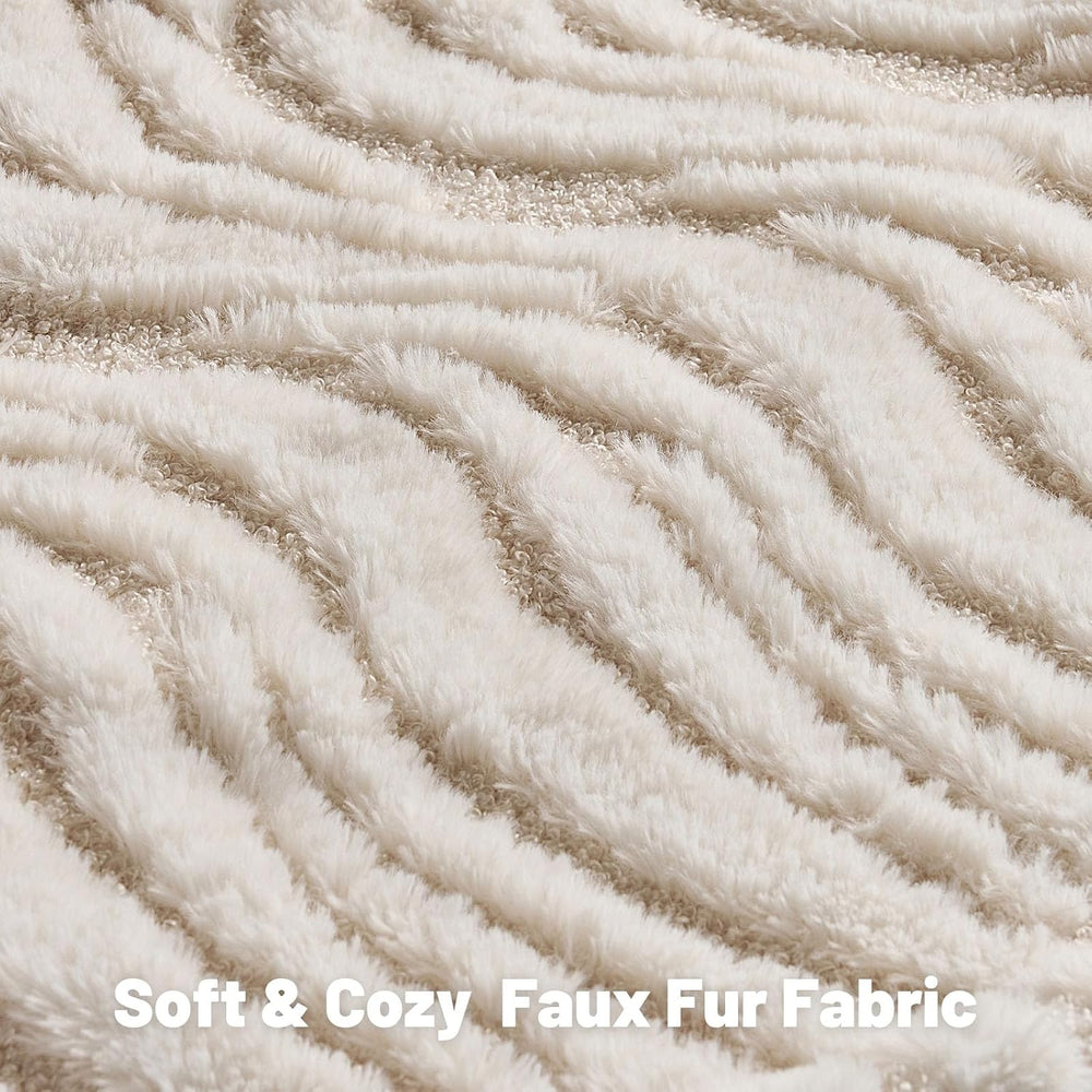 Pack of 2 Faux Fur Throw Pillow Covers 20x20 Inch, Cream