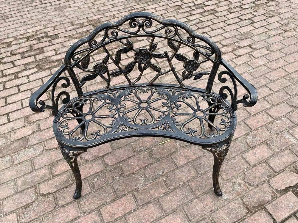 Patio Balcony Bench Double Seat, Anti-Rust Cast Aluminum Patio Garden Bench f...