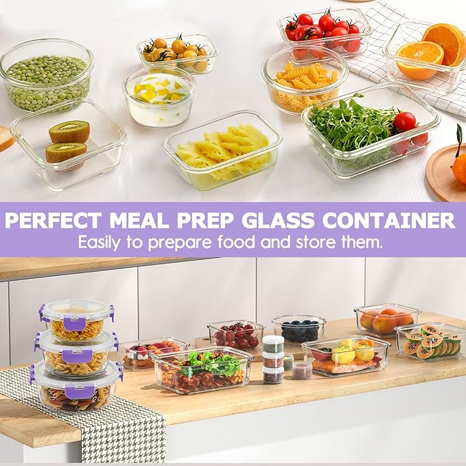 34pcs Glass Food Storage Containers