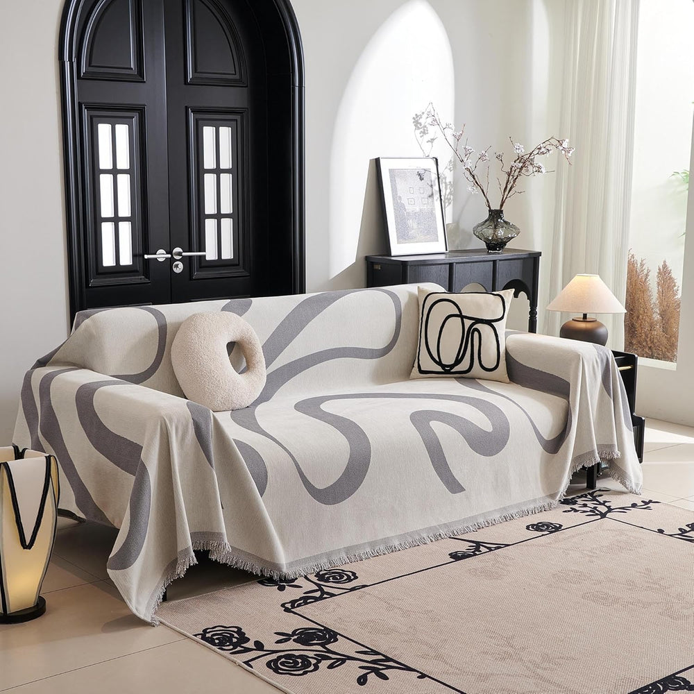 MYSKY HOME Couch Cover for 3 Cushion Sofa, Super Soft Boho Couch Covers for