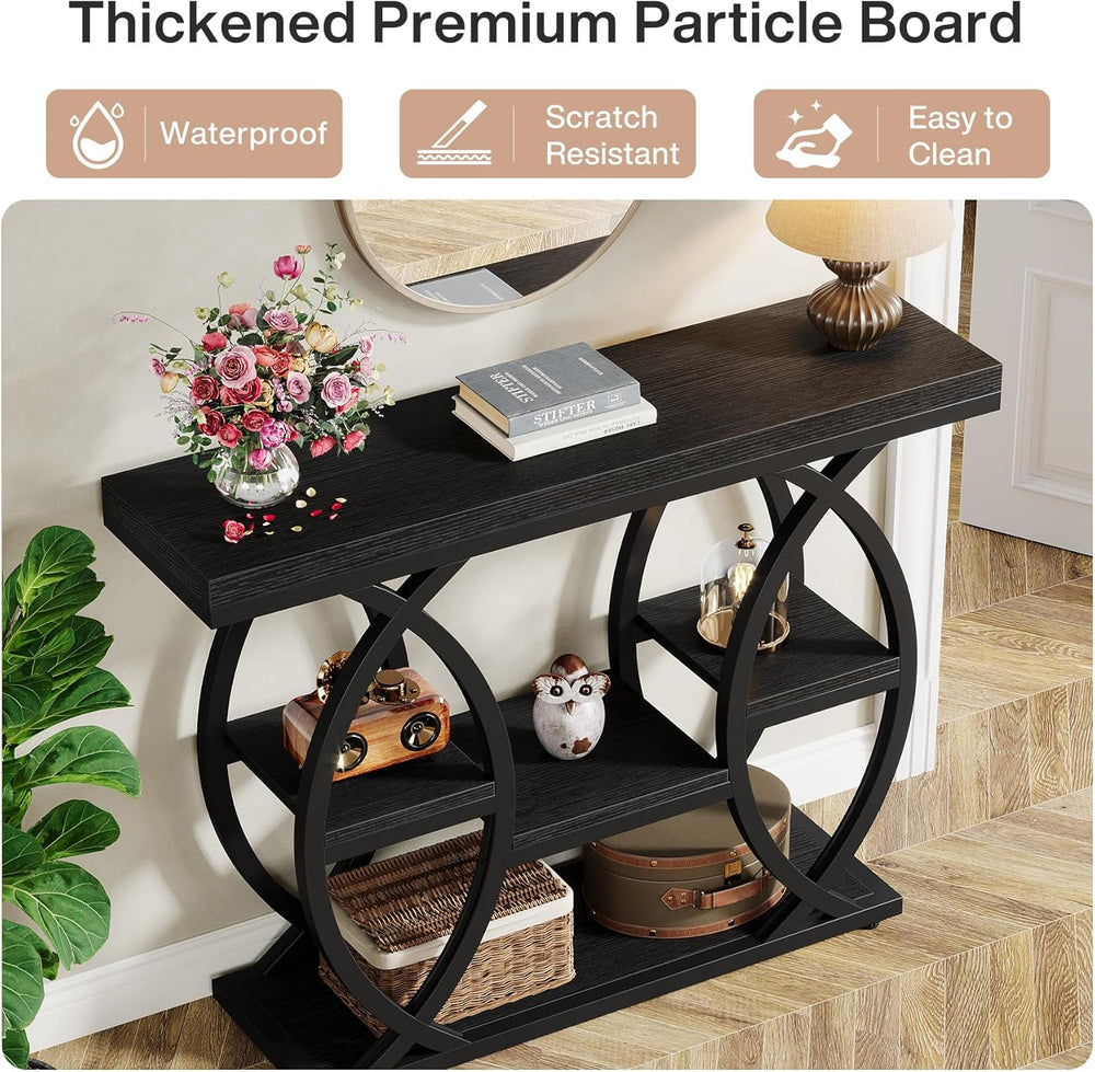 Tribesigns 39.4" Console Table, Industrial 4-Tier Sofa Table Entryway Ta...