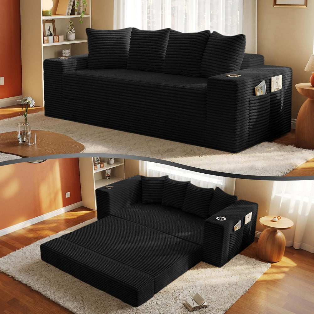 MoonSpeak 77'' Futon Couch Bed, Boneless Sofa for Living Room