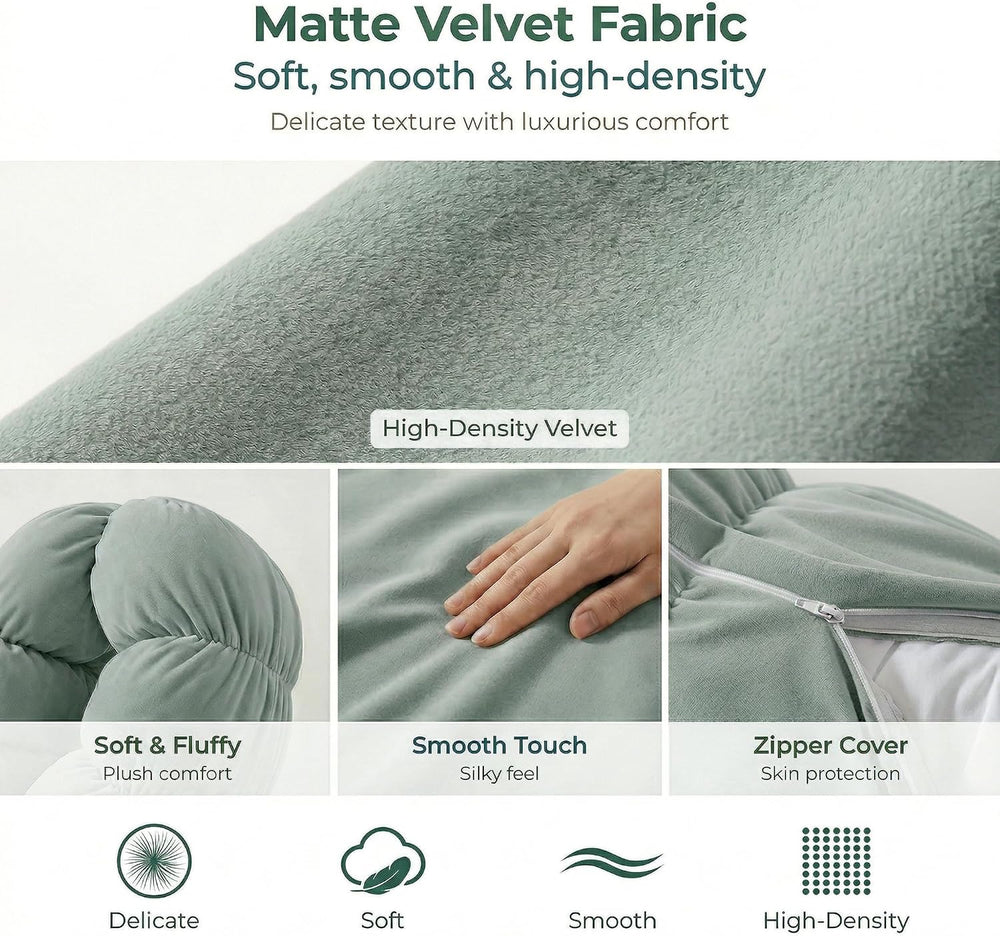 Pat. Pend. Long Cylinder Pillow for Bed, 47 Inch, Green