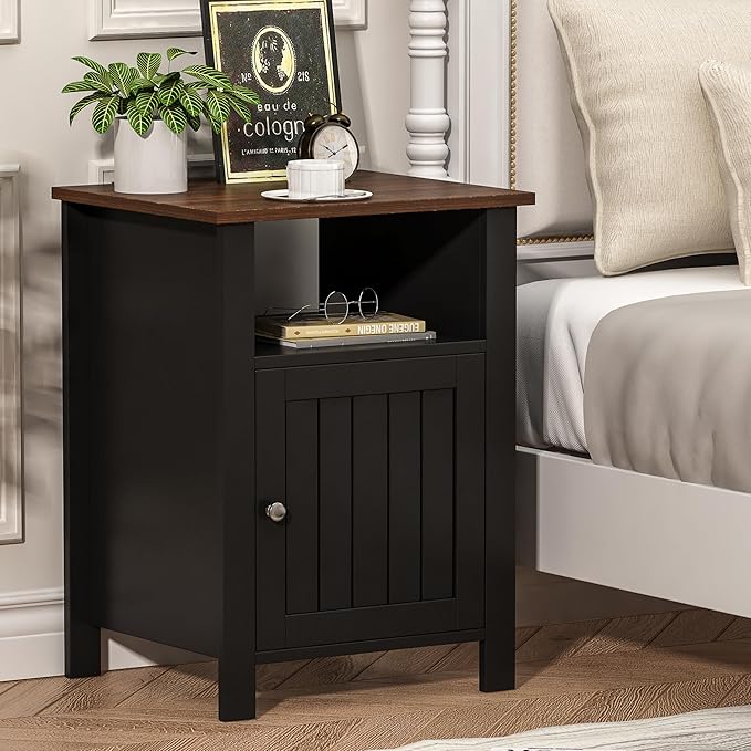 ChooChoo Nightstands Set of 2, Rustic Vintage End Side Table with Storage for...