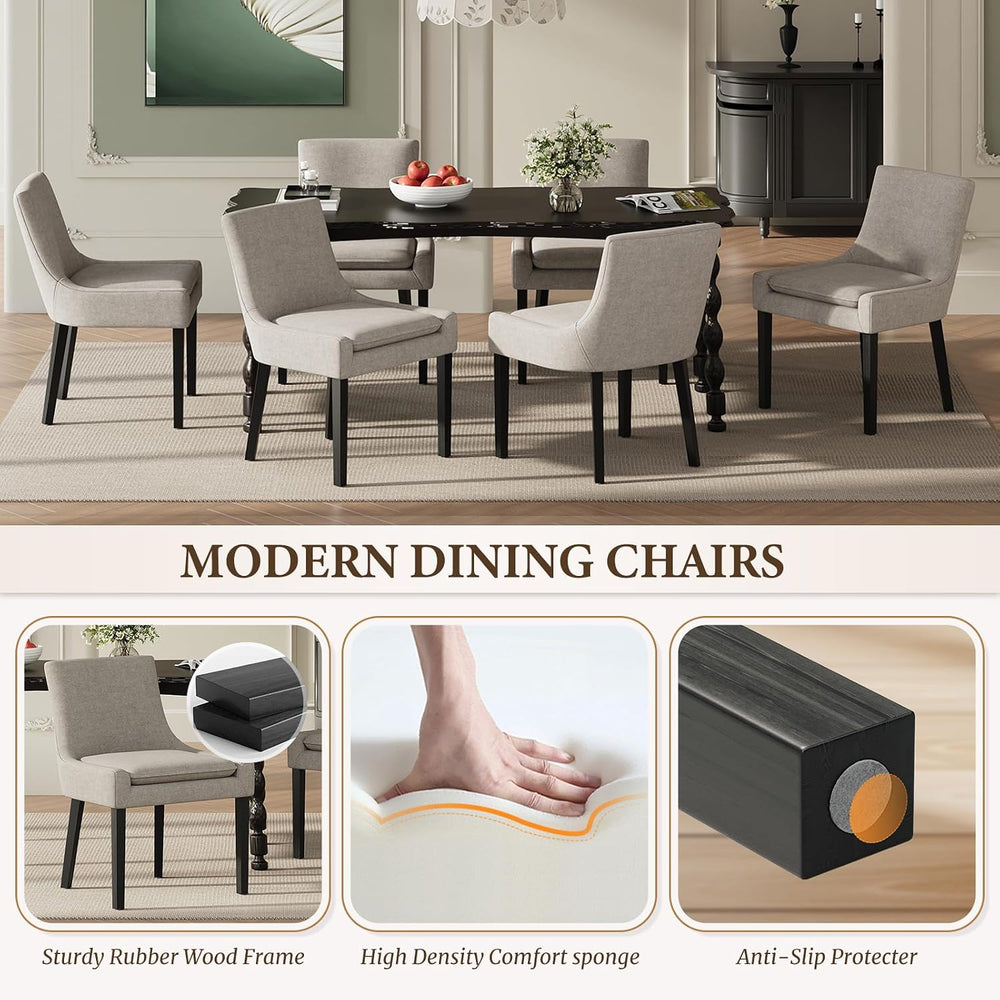 COLAMY Upholstered Dining Chairs Set of 2 with Mid Back and Wood Legs, Modern...