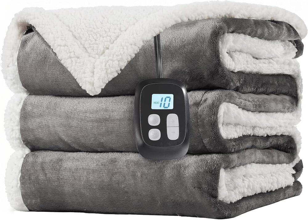 Electric Heated Blanket Full Size 72"x 84", Flannel & Sherpa fo...