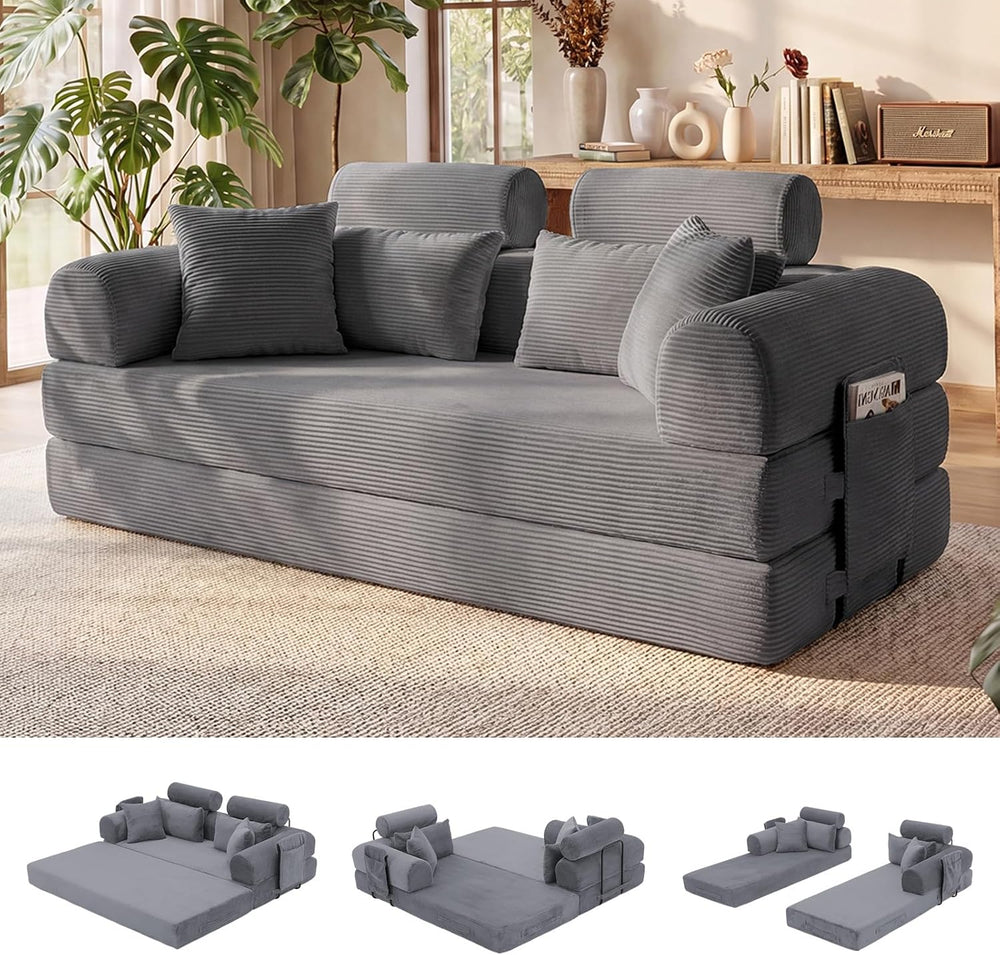 79" Convertible Futon Sofa Bed,High Back Boneless Couch for Living Room