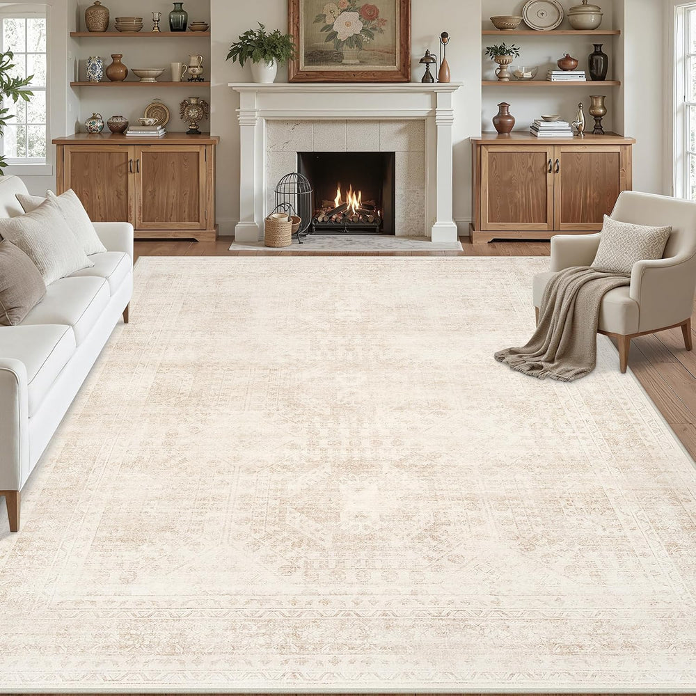10x14 Area Rugs Living Room: Bedroom Neutral Washable Carpet Beige