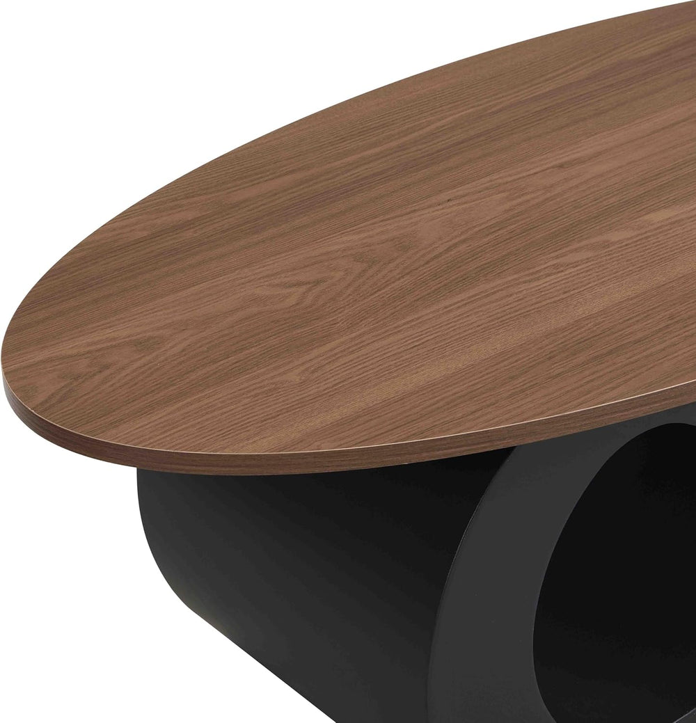 Henf Modern Nesting Coffee Table Set of 2 - Oval Table and Small Round End Ta...