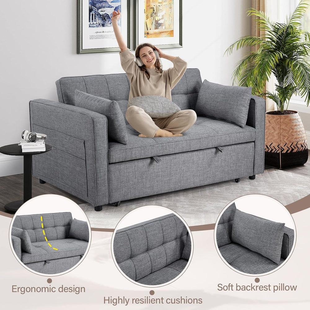 HAOMARKETS 3 in 1 Convertible Sleeper Sofa Bed, Loveseat with Pull Out Couch ...