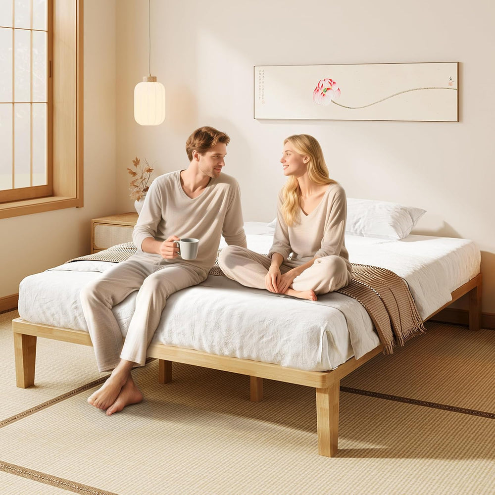 IOTXY Full Platform Bed Frame - 12" Solid Wood Mattress Foundation Base