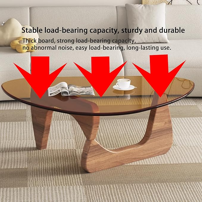 EASYSOUL Modern Glass Coffee Table, 44.88" D x 32.28" W x 15.75&quo...