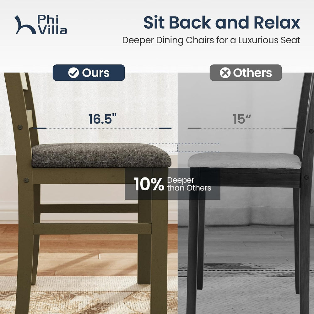 PHI VILLA Dining Table Set for 4, Marble Design Kitchen Table and Chairs