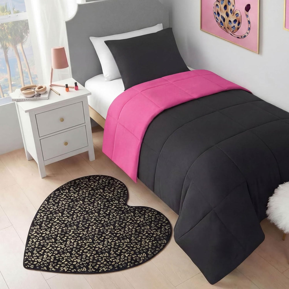 Juicy Couture Metallic Leopard Foil Print Shaped Heart Rug, Padded with Non-S...