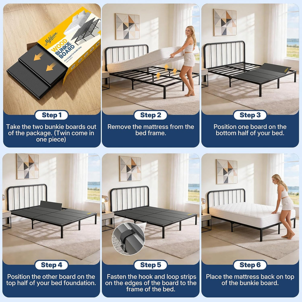 Bunkie Board Queen Size (60x80''), Wood Bed Support Board, Anti-Slip
