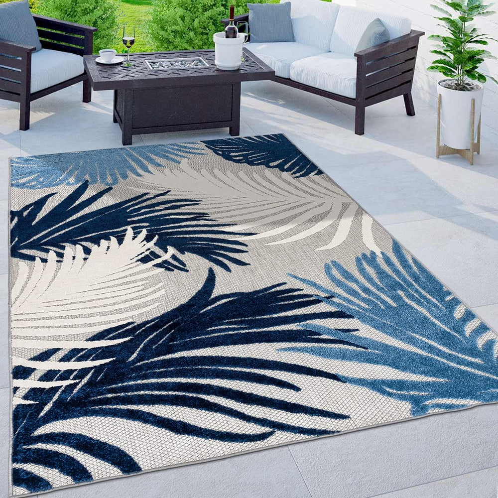 Rugshop Lucca Indoor/Outdoor Contemporary Floral Deck Area Rug Navy 5' x ...