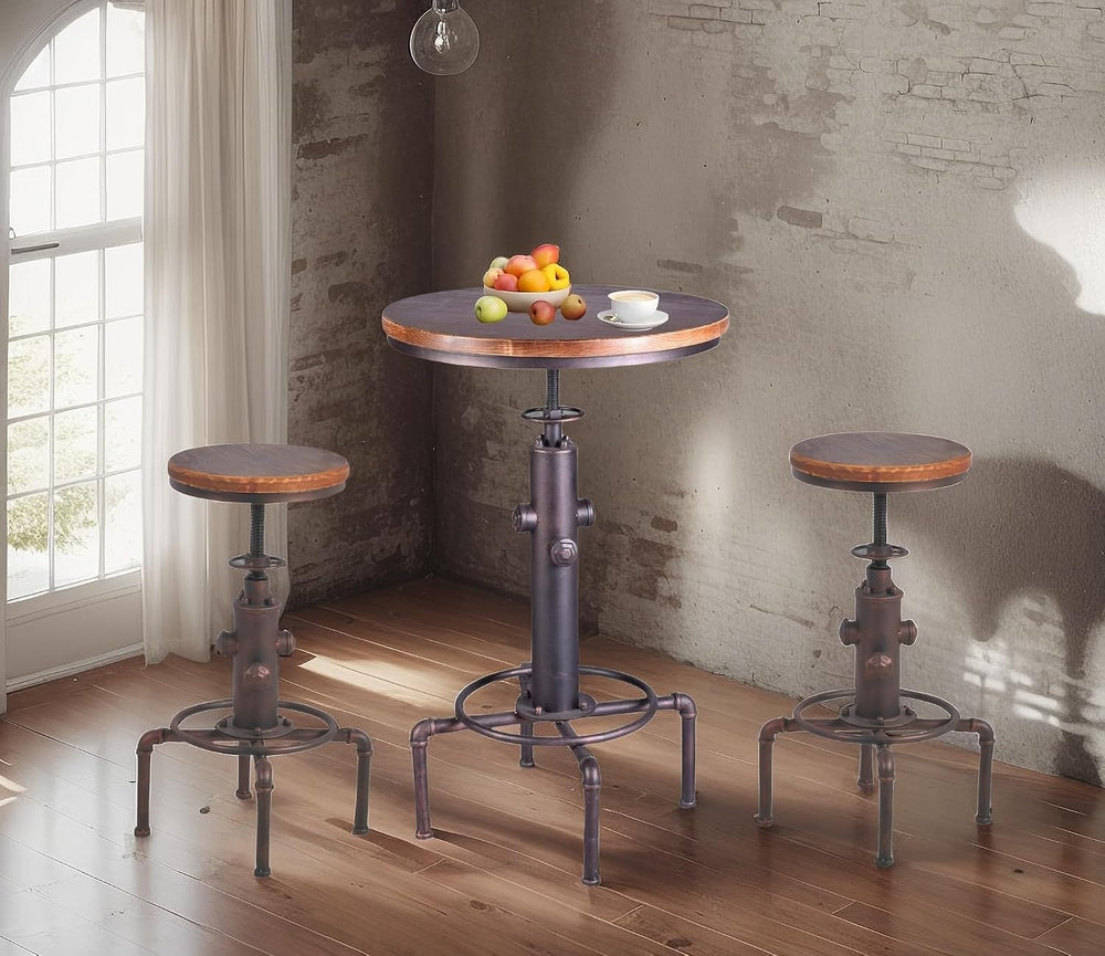 Topower Antique Vintage Industrial Barstool Solid Wood Water Pipe Fire Hydran...