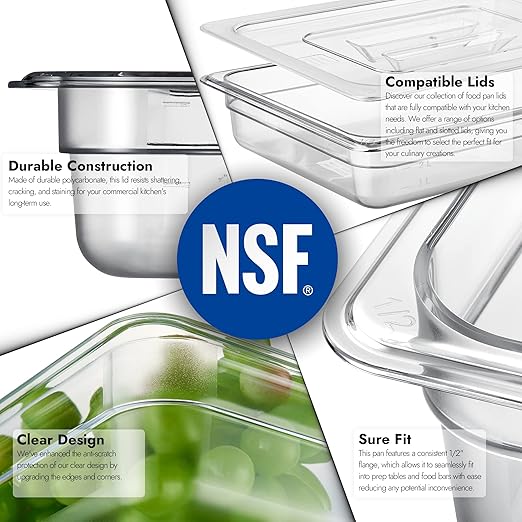 CURTA 6-Pack 1/2 Size 2.5" Deep NSF Polycarbonate Food Pans | Dishwasher...