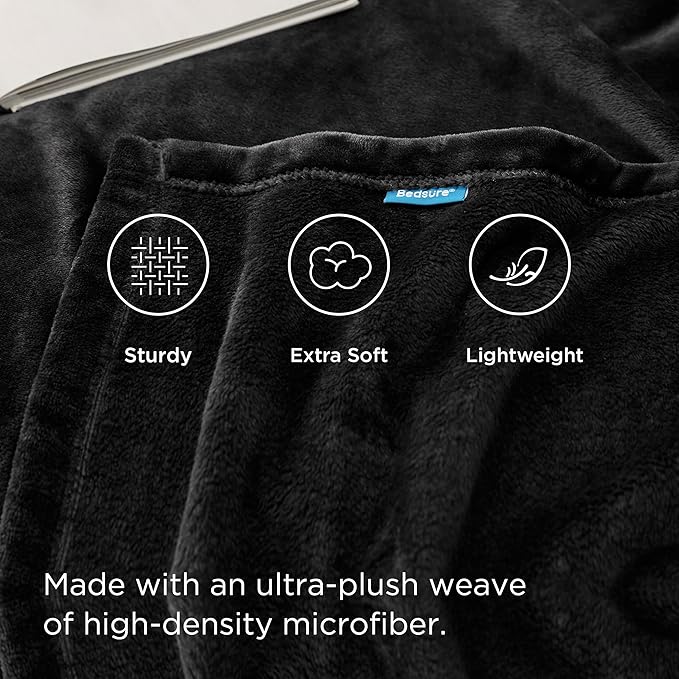 Bedsure GentleSoft Fleece Bed Blankets Large Size Black