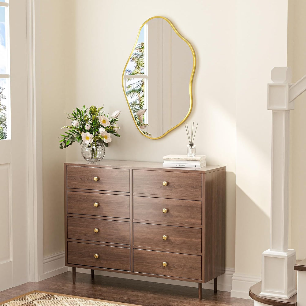 Keonjinn 24x36 Inch Gold Irregular Mirrors for Wall, Asymmetrical Mirror
