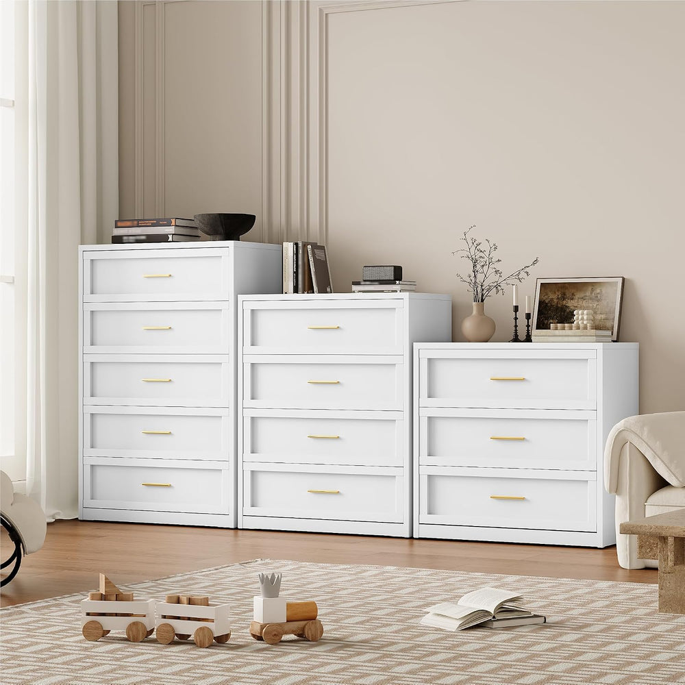 5 Drawer Metal Dresser, Heavy Duty Steel Storage Dresser with Smooth Glide Dr...