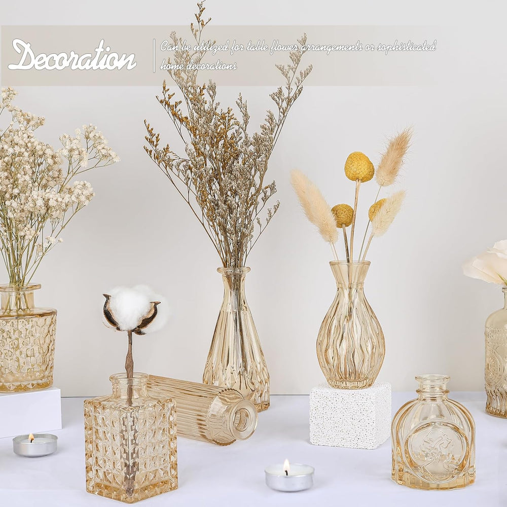 TBWIND 24pcs Amber Glass Bud Vases Set