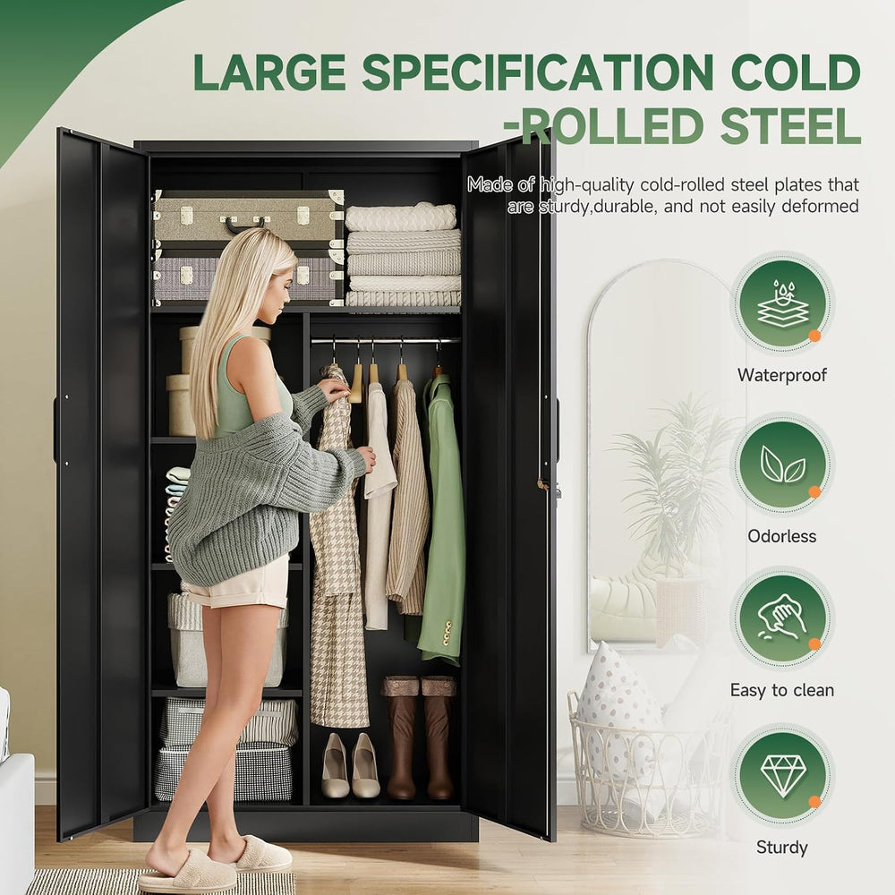 Letaya Metal Storage Cabinets Locker with Lock Door, 72'' Clothing Co...