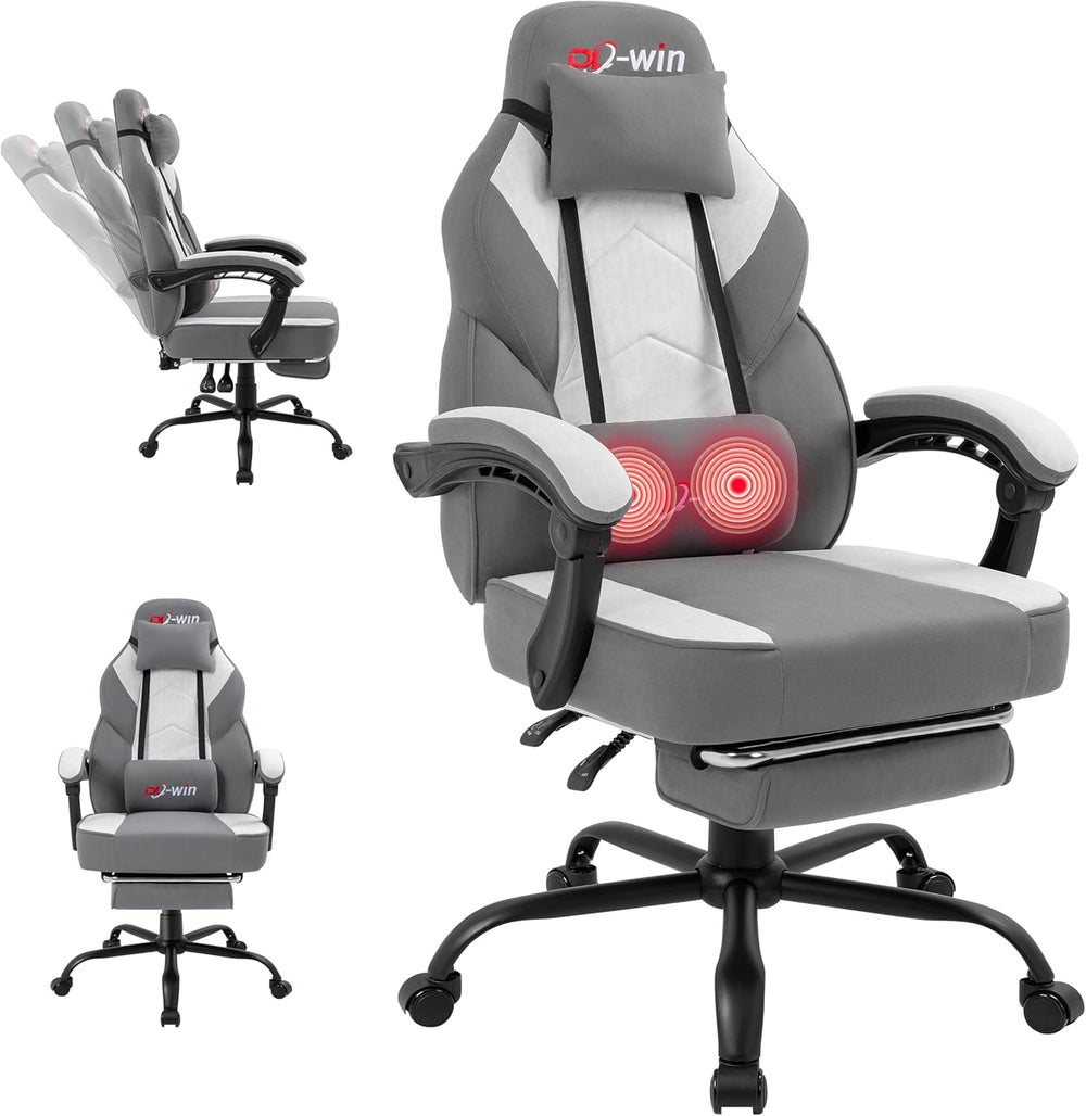 Gaming Chair for Adults with Footrest & Massage Lumbar Support, Ergonomic...