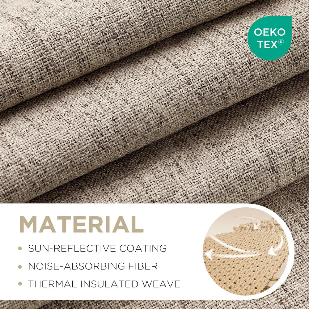 Joydeco Blackout Curtains for Bedroom - 108 Inch Linen Drapes 2 Panels Set, T...