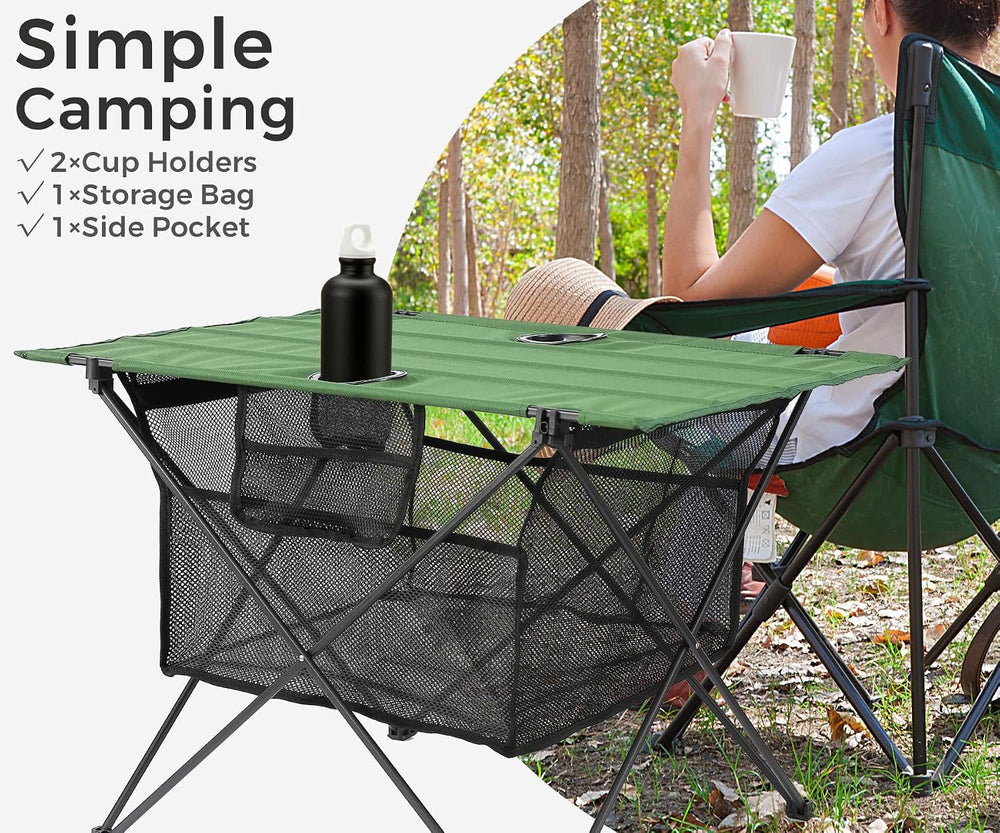 Lightweight Camping Table - Portable Folding Beach Side Table w/2 Cup Holders...