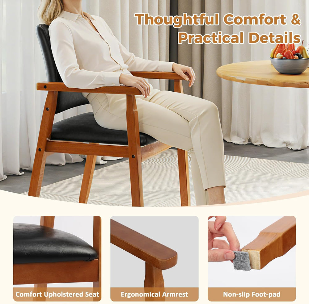 NOBPEINT Mid-Century Modern Dining Chairs with Armrest Set of 1, PU Leather U...