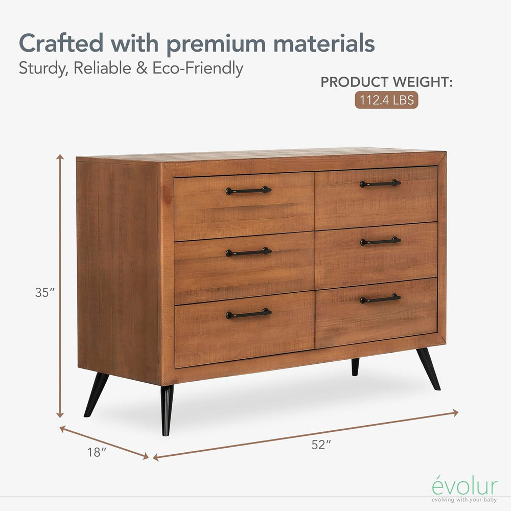 Evolur Stilnovo Mid Century Dresser, in Sugar Cane