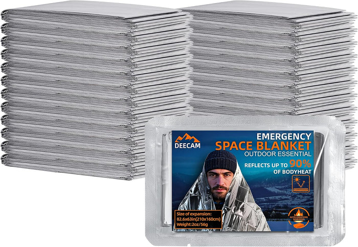 Deecam Emergency Foil Blankets 24 Pack, Mylar Thermal Survival Blanket