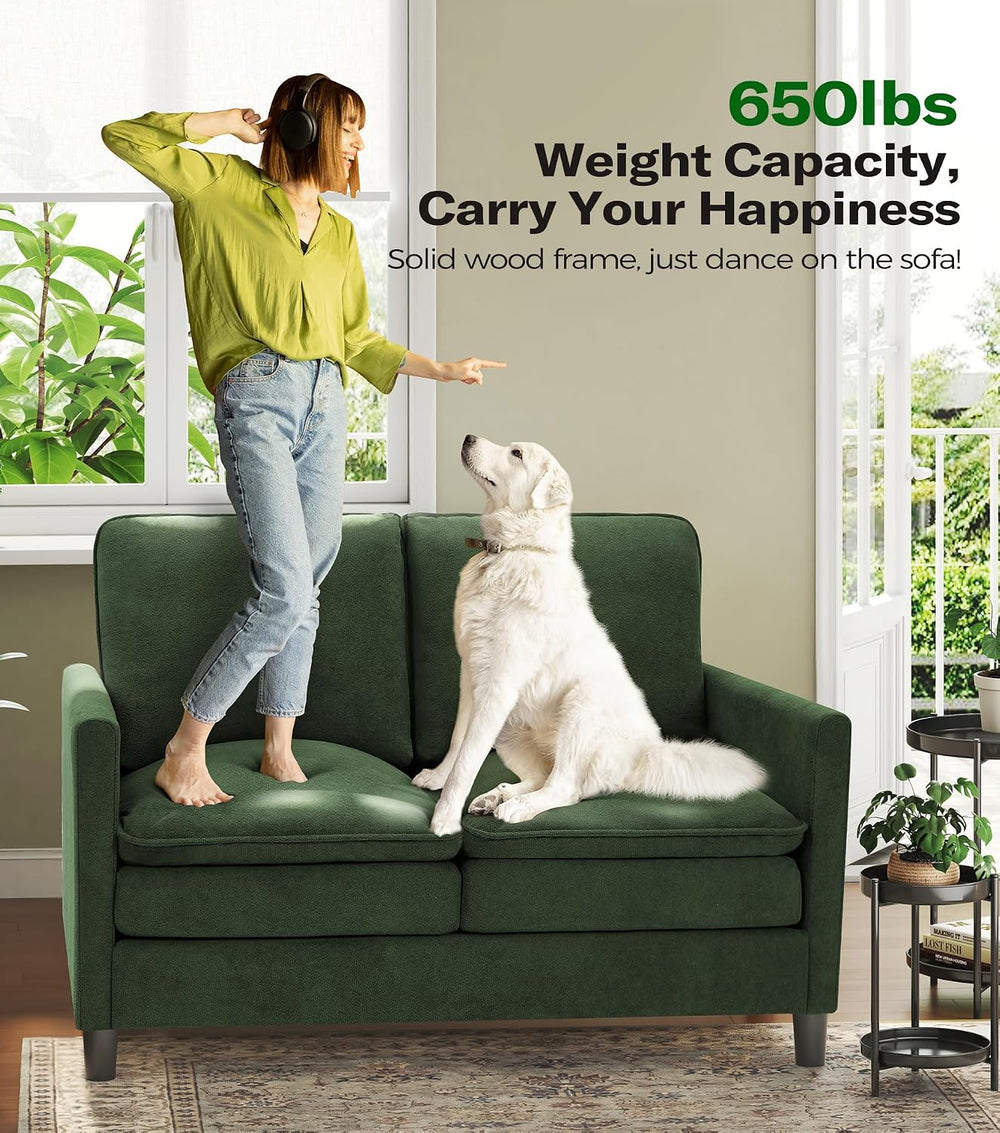 Welzona 3-Layers Cloud Loveseat Sofa, 51" Small Couch, Teddy Small Sofa