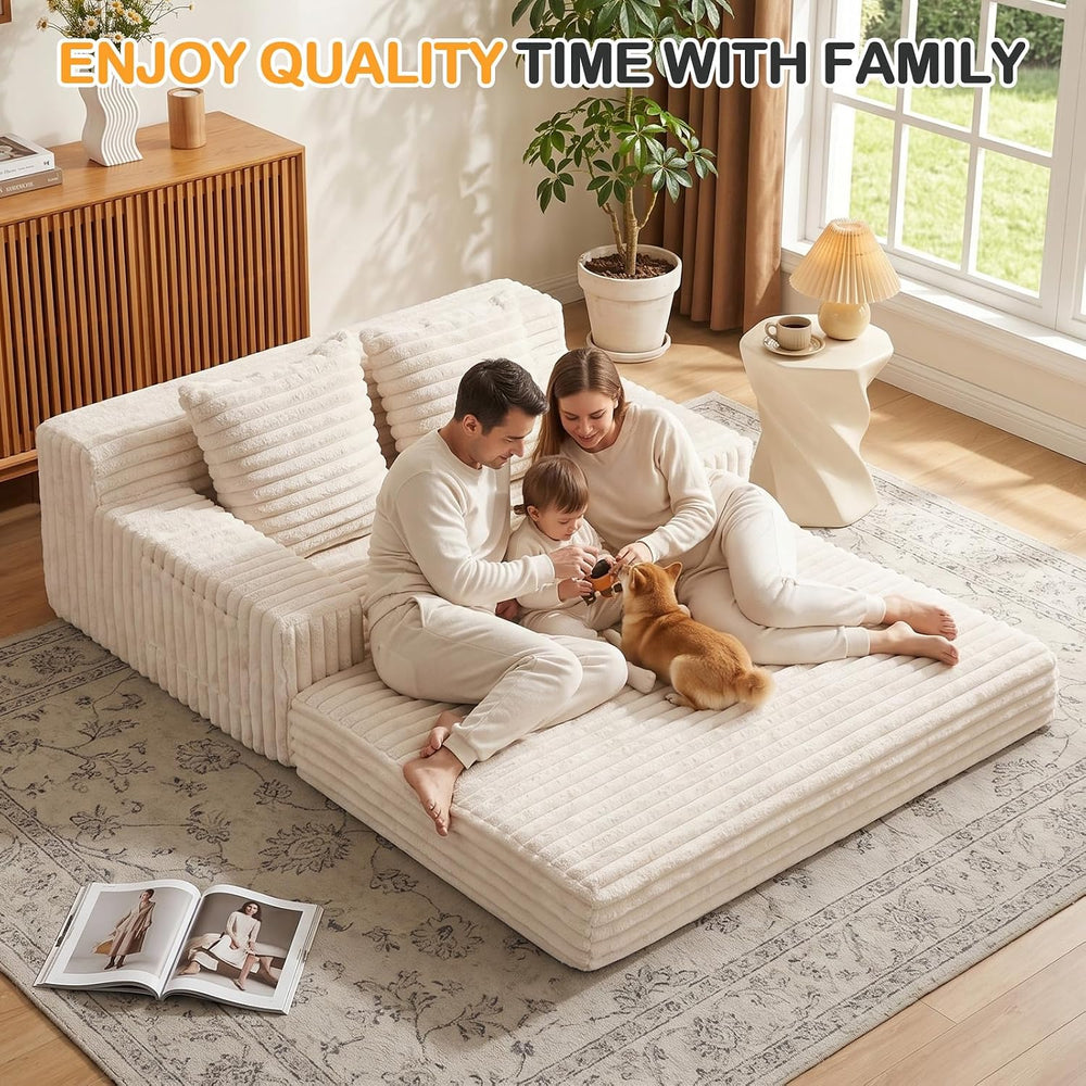 Erament Boneless Loveseat Convertible Sofa Bed, Folding Floor Futon Sleeper S...