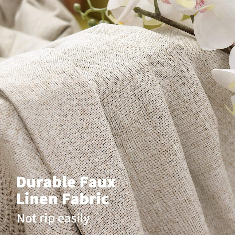 YoungsTex Beige Linen Blackout Curtains 72 Inches Long for Bedroom 2 Panels