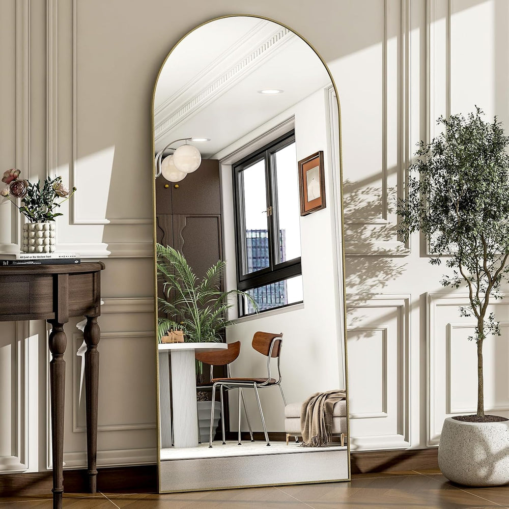 57" x 20" Arched Full Length Mirror - Wall Mounted/Floor Mirror Alu...