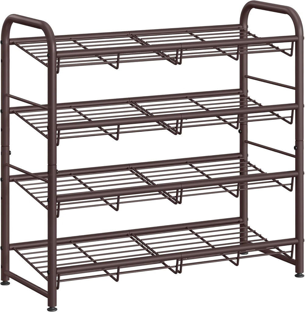 SONGMICS Stackable Shoe Rack, 4 Tier Metal Shoes Rack Storage Shelf, Holds up...