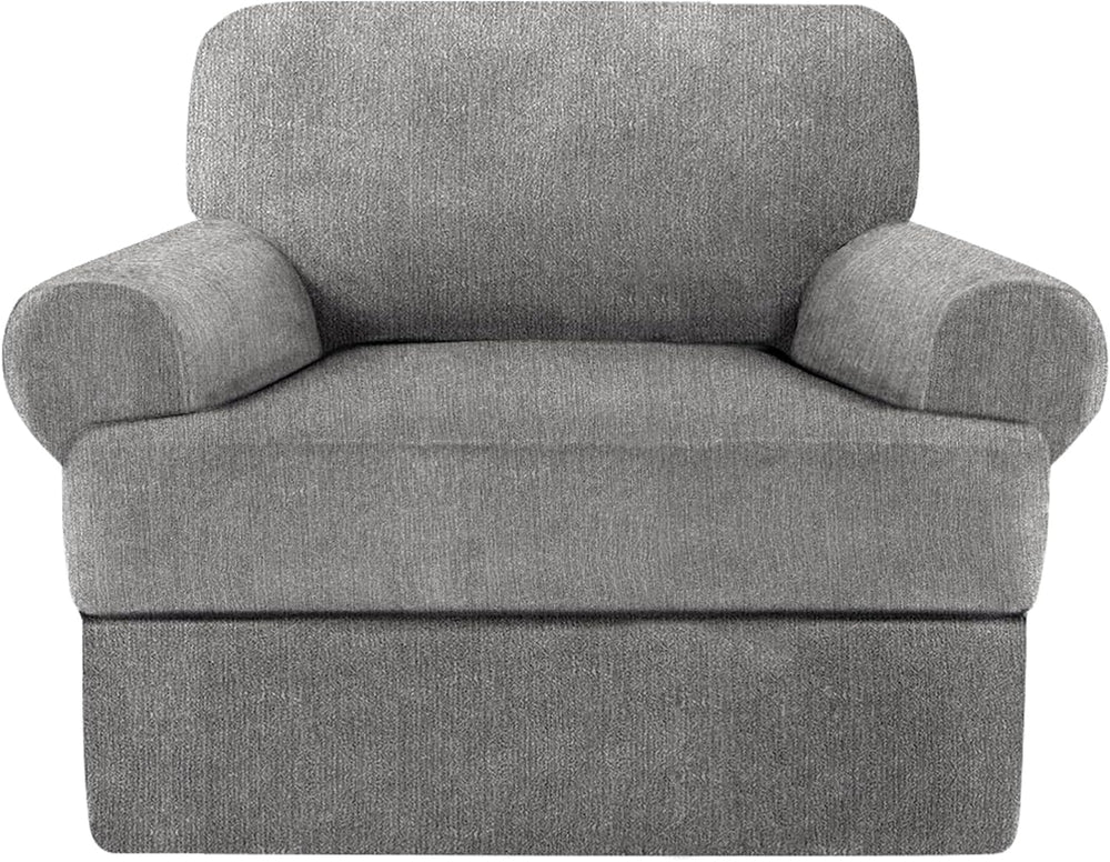 2 Pieces T Cushion Chair Covers with Arms Super Stretch Chair Slipcover for L...