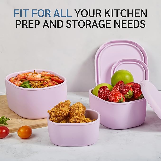 ISSEVE 12Pcs/Set Nesting Silicone Food Storage Containers