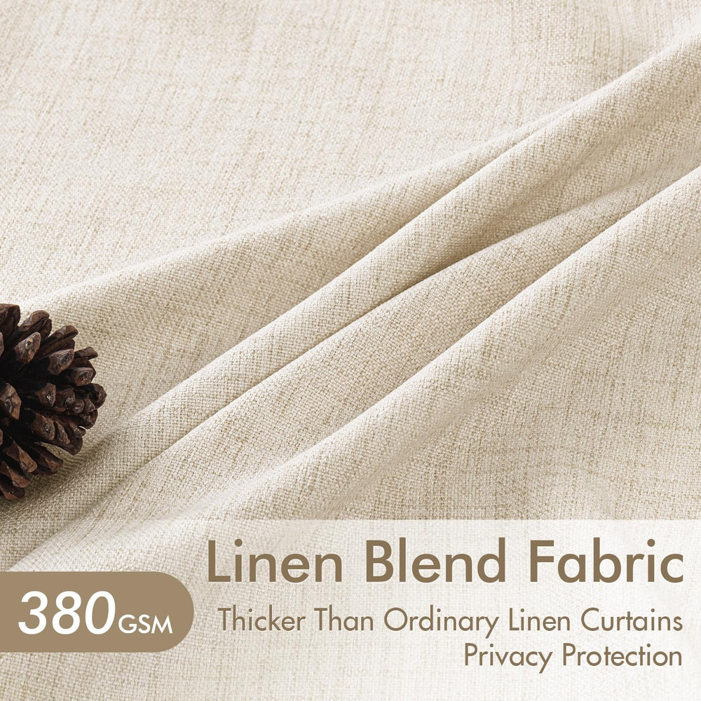 MIULEE Pinch Pleated Thick Linen Curtains 40x96 Inches Birch 4 Panels Set