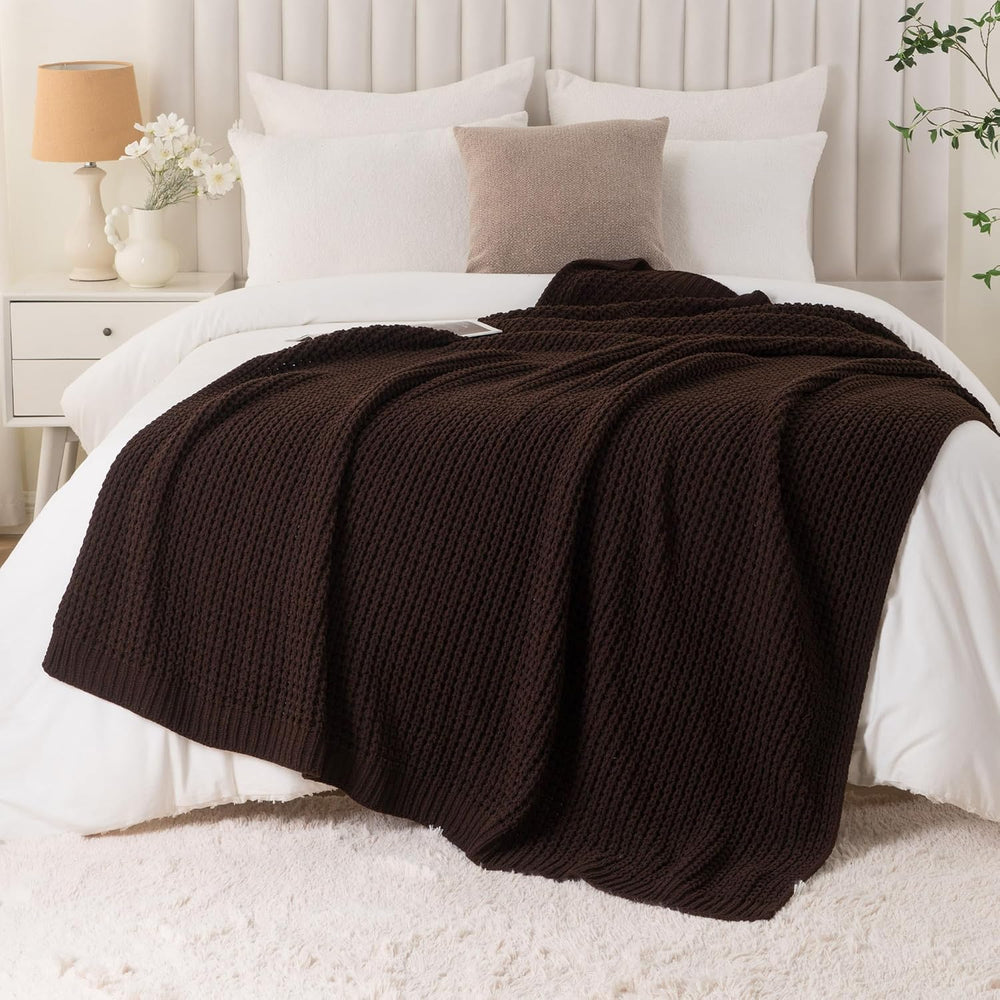 Brown Throw Blanket for Couch, Soft Chenille Knit Throw Blanket 60x80in