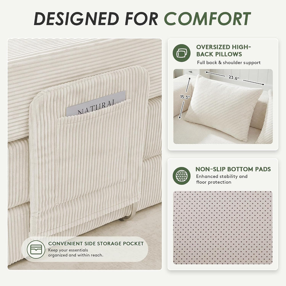 78" 5-in-1 Convertible Futon Sofa Bed, Boneless Couch for Living Room