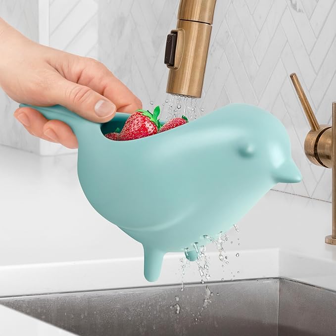 Genuine Fred BLUE BIRD Ceramic Colander, Unique Design, Berry Colander