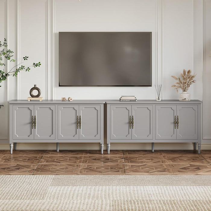 RoyalCraft 59'' Sideboard Buffet Cabinet with Storage, Modern Buffet Cabinet with Adjustable Shelves & Carved Handle, Mid Century Large Credenza Coffee Bar for Dining Room, Living Room (Dove Gray)