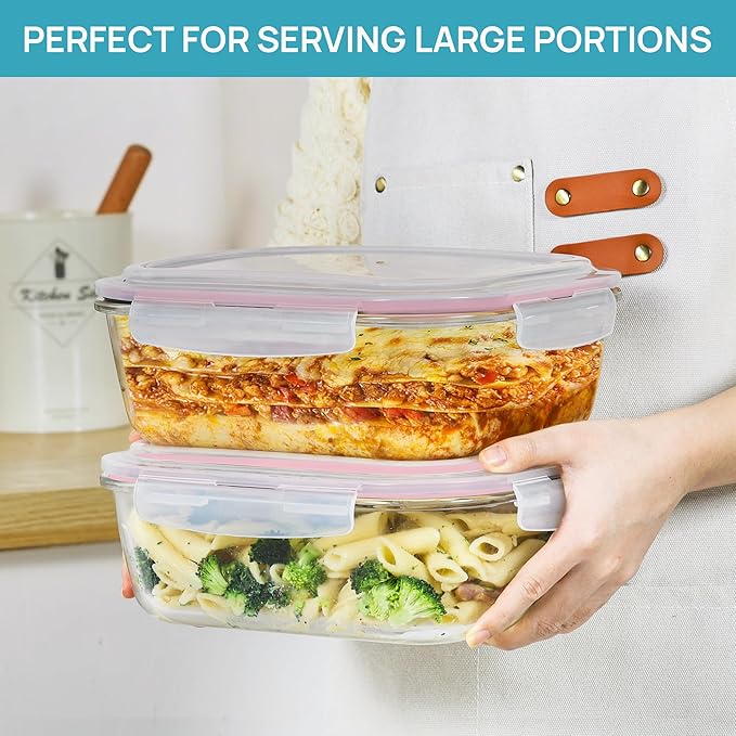 Vtopmart 2Pack 2260ml/ 76.4oz Large Glass Storage Containers